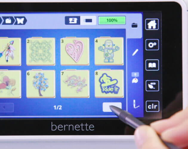 Stickmotive am bernette Touchscreen auswählen